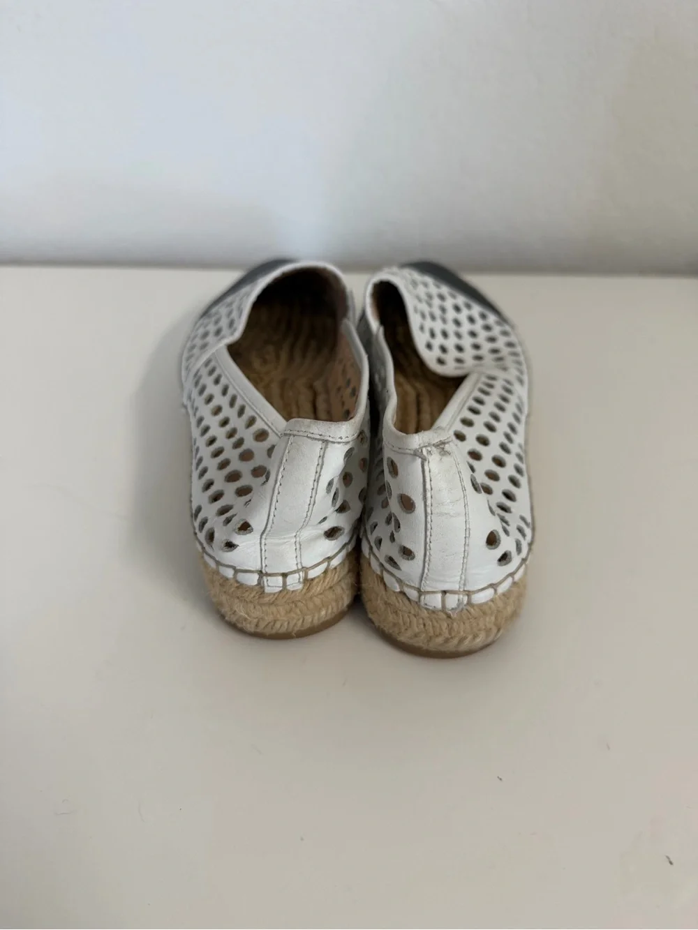 Loeffler Randall | White Perforated Espadrilles with Black Cap Toe